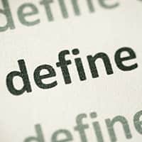 Close up of words in a list featuring the term Define